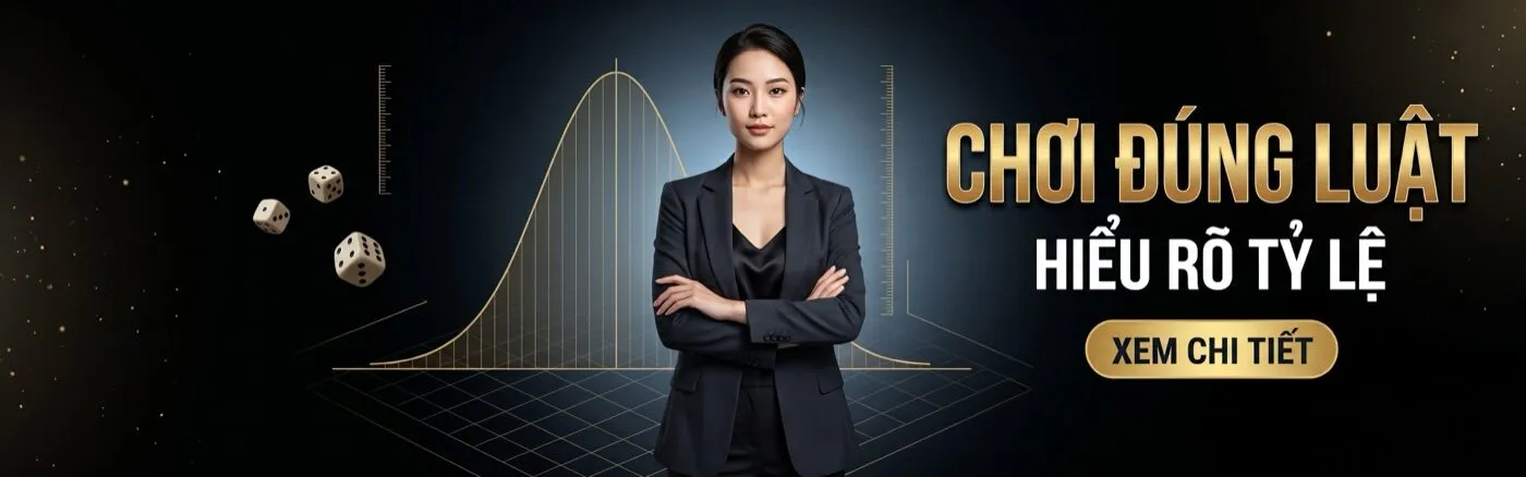 Banner GO88 với biểu đồ phân bố xác suất và ba viên xúc xắc — chơi đúng luật, hiểu rõ tỷ lệ
