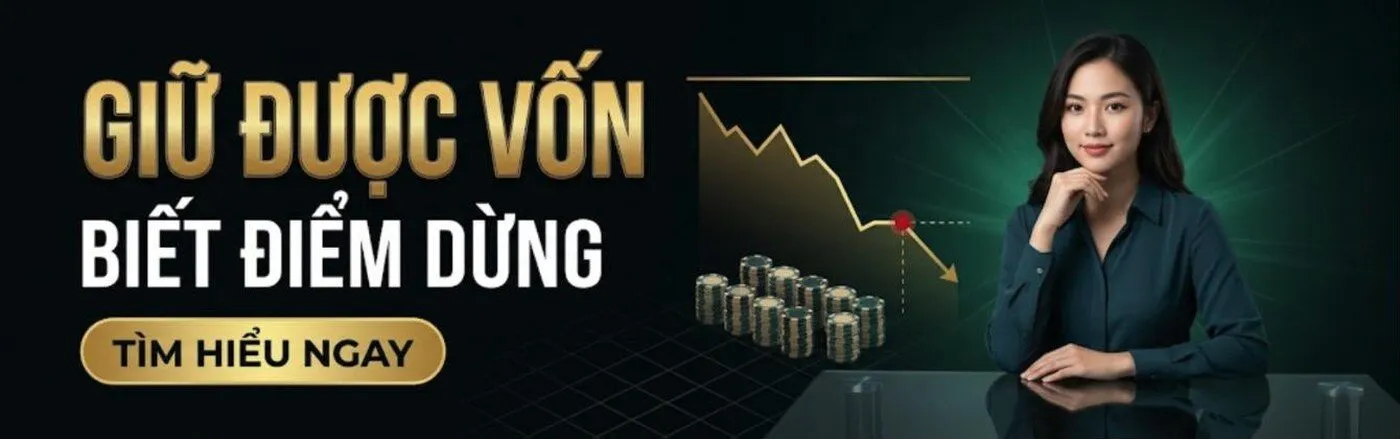 Banner GO88 với biểu đồ đường giảm có điểm dừng và chồng chip xếp đều — giữ được vốn, biết điểm dừng