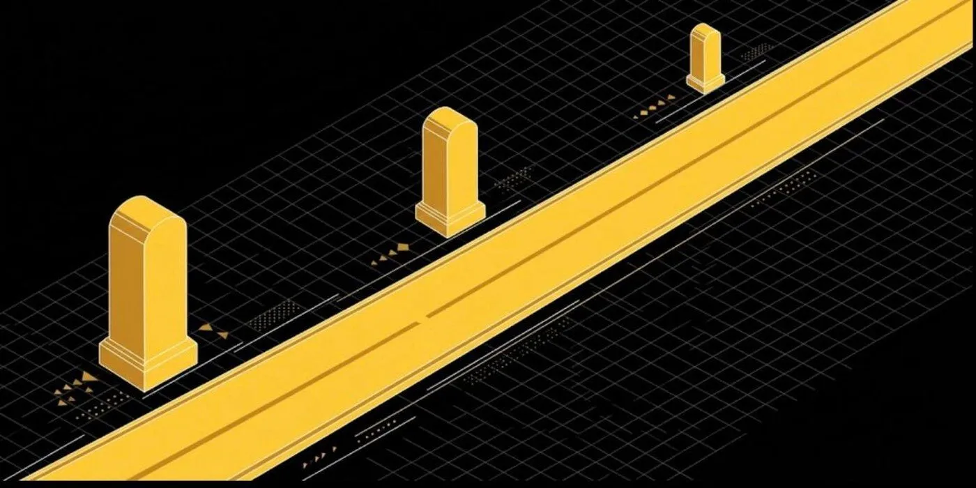 Con đường vàng dẫn ra xa với ba cột mốc — lộ trình cho người mới bắt đầu